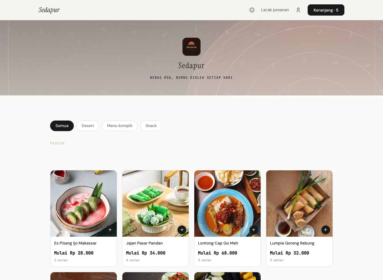 Demo toko Sedapur di eTalase